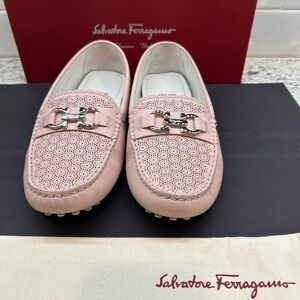 Salvatore Ferragamo Blush Pink Perforated Loafers